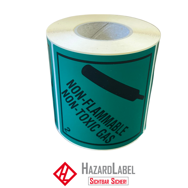 Hazard Label Class 2.2, 10x10 cm, Paperlabel, NON-FLAMMABLE NON-TOXIC GAS
